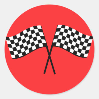 Schwarz-Weiß-Schachtel-Rack-Flaggen mit rotem Raci Runder Aufkleber