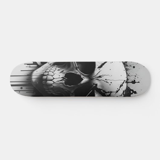 Schwarz-Weiß-Schädel #3 - Numb-Skulls-Design Skateboard (Horizontal)