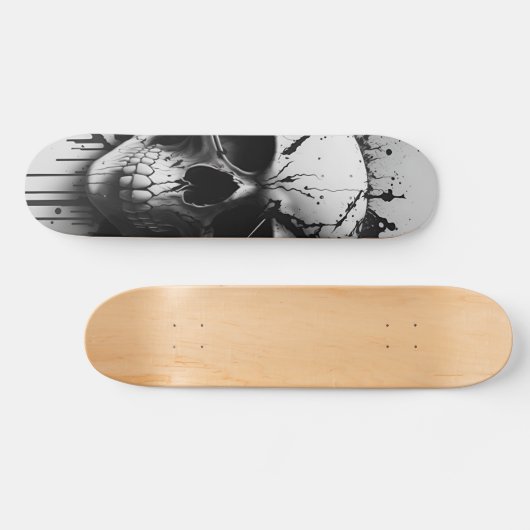Schwarz-Weiß-Schädel #3 - Numb-Skulls-Design Skateboard (Horizontal)
