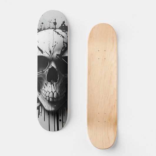 Schwarz-Weiß-Schädel #3 - Numb-Skulls-Design Skateboard (Vorderseite)