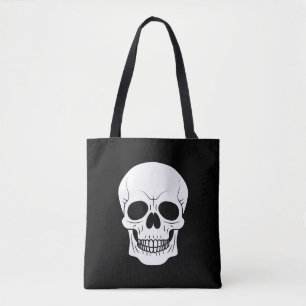Schwarz-Weiß-Schädel-Kopf Spooky Halloween Tasche