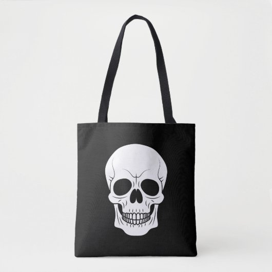 Schwarz-Weiß-Schädel-Kopf Spooky Halloween Tasche (Vorderseite)