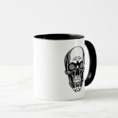 Schwarz-Weiß-Schädel mit stilvoller Gestaltung. Tasse (VorderseiteRechts)