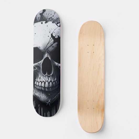 Schwarz-Weiß-Schädel - Nummernschädel-Design Skateboard (Vorderseite)