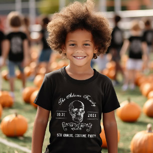 Schwarz-Weiß-Schädel personalisierte Halloween-Par T-Shirt