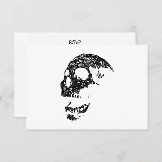 Schwarz-Weiß-Schädeldesign. RSVP Karte (Vorne/Hinten)