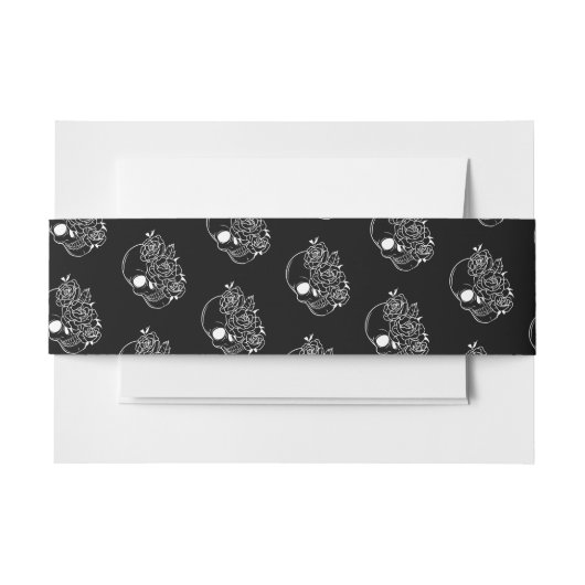 Schwarz-Weiß-Schädelgotik Einladung zur Hochzeit Einladungsbanderole (Vorderseite Beispiel)