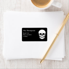 Schwarz-Weiß-Schädelkopf-Creepie Halloween Adressaufkleber