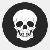 Schwarz-Weiß-Schädelkopf einfaches Halloween Runder Aufkleber (Vorderseite)
