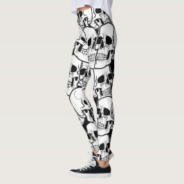 Schwarz-Weiß-Schädelmuster Leggings