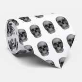 Schwarz-Weiß-Schädelnecker Krawatte (Gerollt)