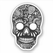Schwarz-Weiß-Schädelsticker Aufkleber (Vorderseite)