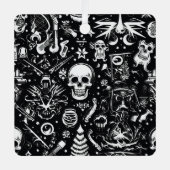 Schwarz-Weiß-Schädelverzierung Ornament Aus Metall (Vorderseite)