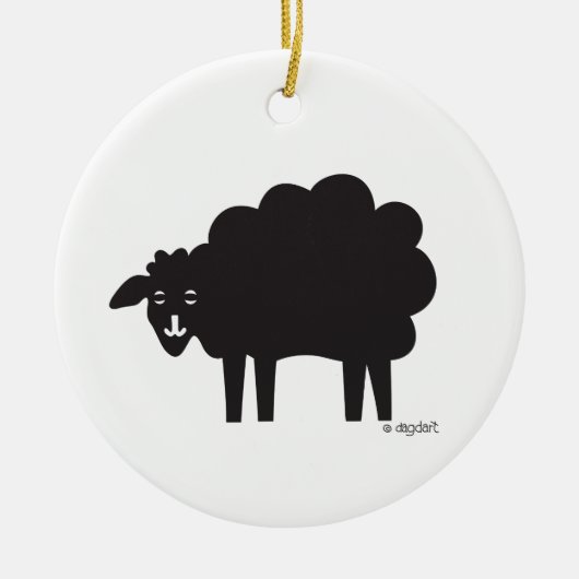 Schwarz-Weiß-Schaf Keramik Ornament (Vorne)