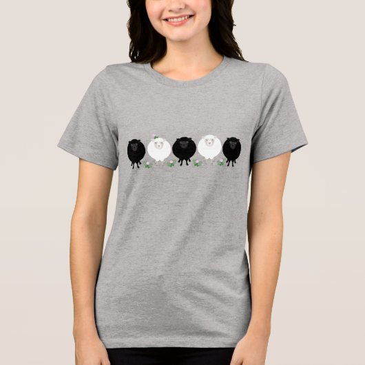 Schwarz-Weiß-Schaf Tri-Blend Shirt (Vorderseite)