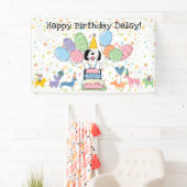 Schwarz-Weiß-Schafaddel-Hund Geburtstagsparty Banner (Insitu)