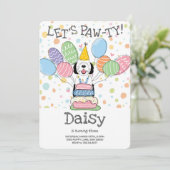 Schwarz-Weiß-Schafaddel-Hund Geburtstagsparty Einladung (Stehend Vorderseite)