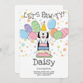 Schwarz-Weiß-Schafaddel-Hund Geburtstagsparty Einladung (Vorne/Hinten)