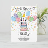 Schwarz-Weiß-Schafaddel-Hund Geburtstagsparty Einladung (Stehend Vorderseite)