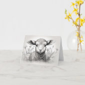 Schwarz-Weiß-Schafe in den Blume Ostern Karte (Gelbe Blume)