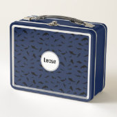 Schwarz-Weiß-Schattenhai-Schule Muster Metall Brotdose (Vorderseite)