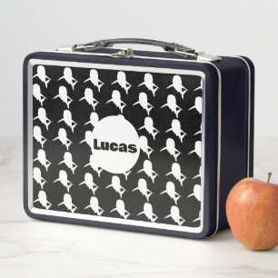 Schwarz-Weiß-Schattenhai-Walmuster Metall Brotdose