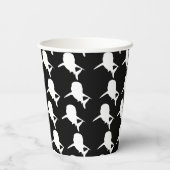 Schwarz-Weiß-Schattenhai-Walmuster Pappbecher (Rückseite)