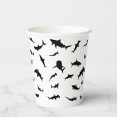 Schwarz-Weiß-Schattenhai-Walmuster Pappbecher (Rückseite)