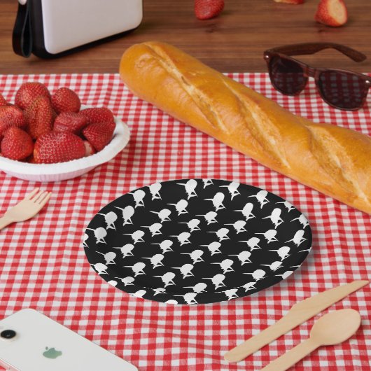 Schwarz-Weiß-Schattenhai-Walmuster Pappteller (Picknick)