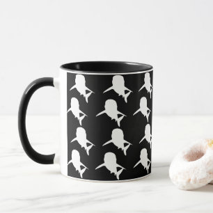 Schwarz-Weiß-Schattenhai-Walmuster Tasse