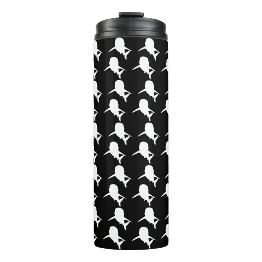 Schwarz-Weiß-Schattenhai-Walmuster Thermosbecher (Vorderseite)