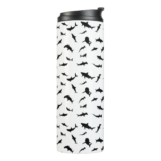 Schwarz-Weiß-Schattenhai-Walmuster Thermosbecher (Nach links gedreht)