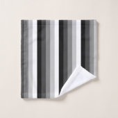 Schwarz-Weiß-Schattenstreifen Badhandtuch Set (Waschlappen)