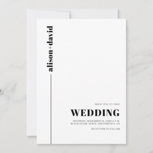 Schwarz-Weiß-Schick-Typografie Minimalistische Hoc Einladung (Vorderseite)