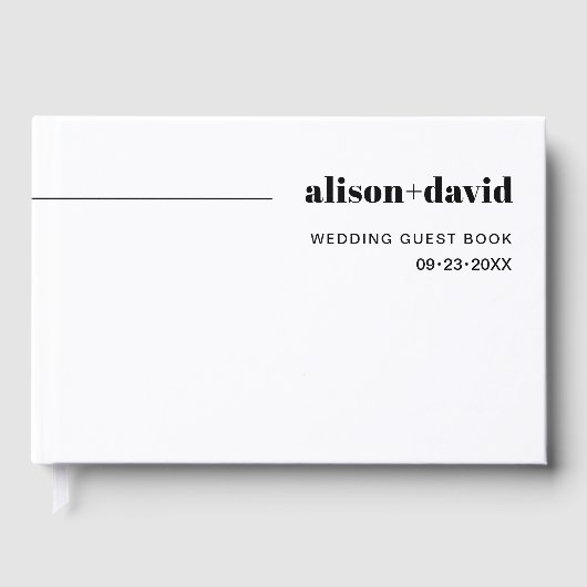 Schwarz-Weiß-Schick-Typografie Minimalistische Hoc Gästebuch (Vorderseite)