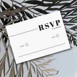 Schwarz-Weiß-Schick-Typografie Minimalistische Hoc RSVP Karte