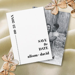 Schwarz-Weiß-Schick-Typografie Minimalistische Hoc Save The Date