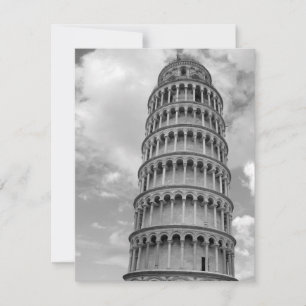 Schwarz Weiß Schiefer Turm von Pisa Italien Feiertagskarte
