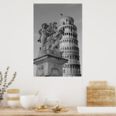 Schwarz-Weiß-Schiefer Turm von Pisa Italien Poster (Küche)