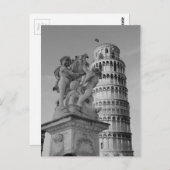 Schwarz-Weiß-Schiefer Turm von Pisa Italien Postkarte (Vorne/Hinten)