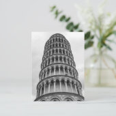 Schwarz-Weiß-Schiefer Turm von Pisa Italien Postkarte (Stehend Vorderseite)