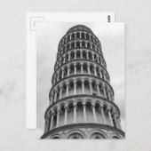 Schwarz-Weiß-Schiefer Turm von Pisa Italien Postkarte (Vorne/Hinten)