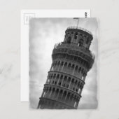 Schwarz-Weiß-Schiefer Turm von Pisa Postkarte (Vorne/Hinten)