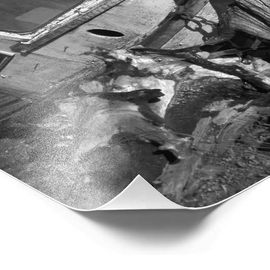 Schwarz-Weiß-Schiffswrak Fotodruck (Ecke)