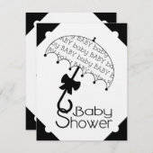 Schwarz-Weiß-Schirm-Babydusche Einladung (Vorne/Hinten)