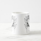 Schwarz-Weiß-Schlafschönheit mit Blume Tasse (Mittel)