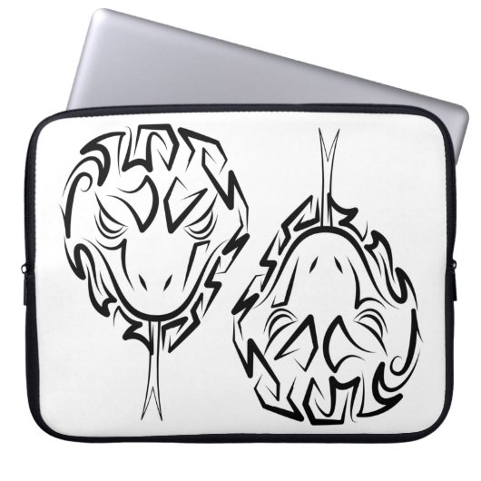 Schwarz-Weiß-Schlange Laptopschutzhülle (Vorderseite)
