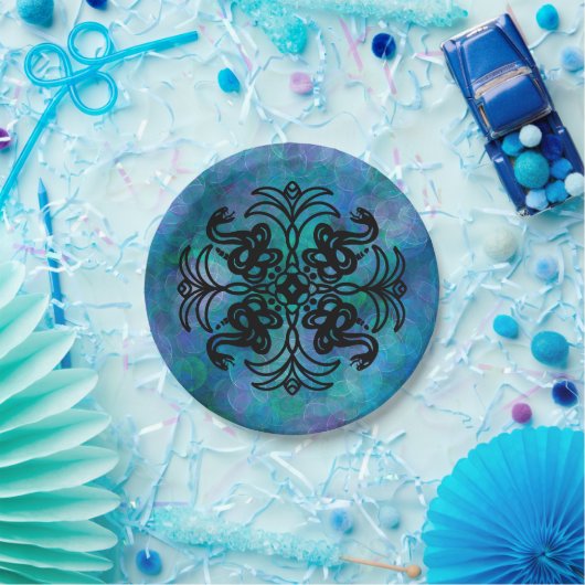 Schwarz-Weiß-Schlange Pappteller (Party)