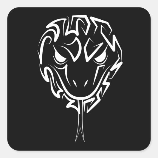 Schwarz-Weiß-Schlange Quadratischer Aufkleber (Vorderseite)