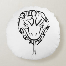 Schwarz-Weiß-Schlange Rundes Kissen